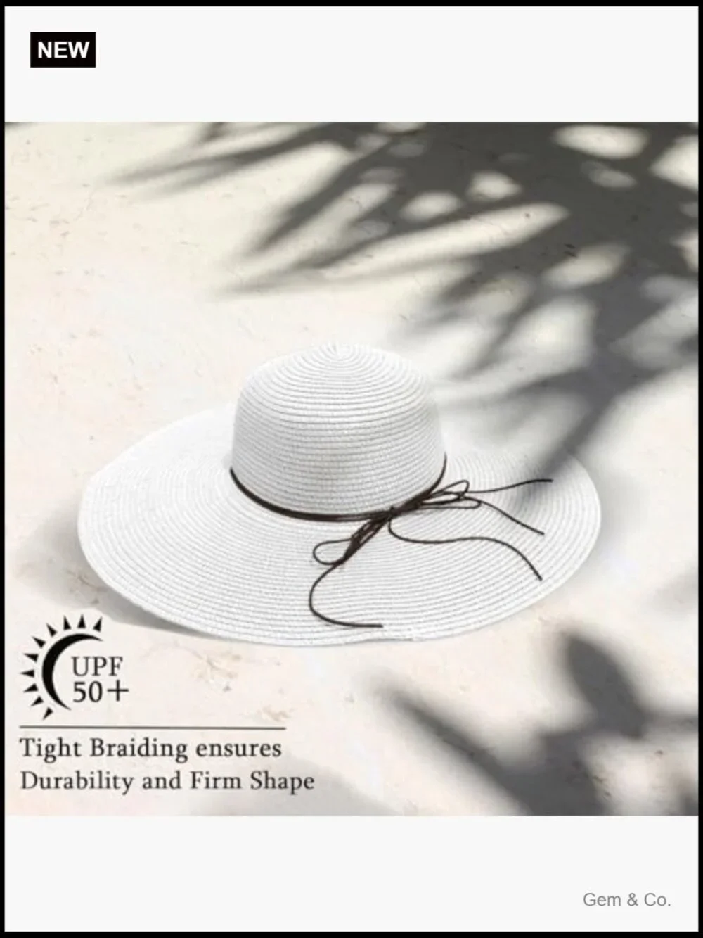 Wide Brim Straw Sun Hat UPF 50+ Foldable Floppy Beach Hat